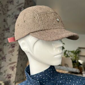 Wool Baseball inspired Designer Cap hat Wool Herring bone Lined Cotton Natural